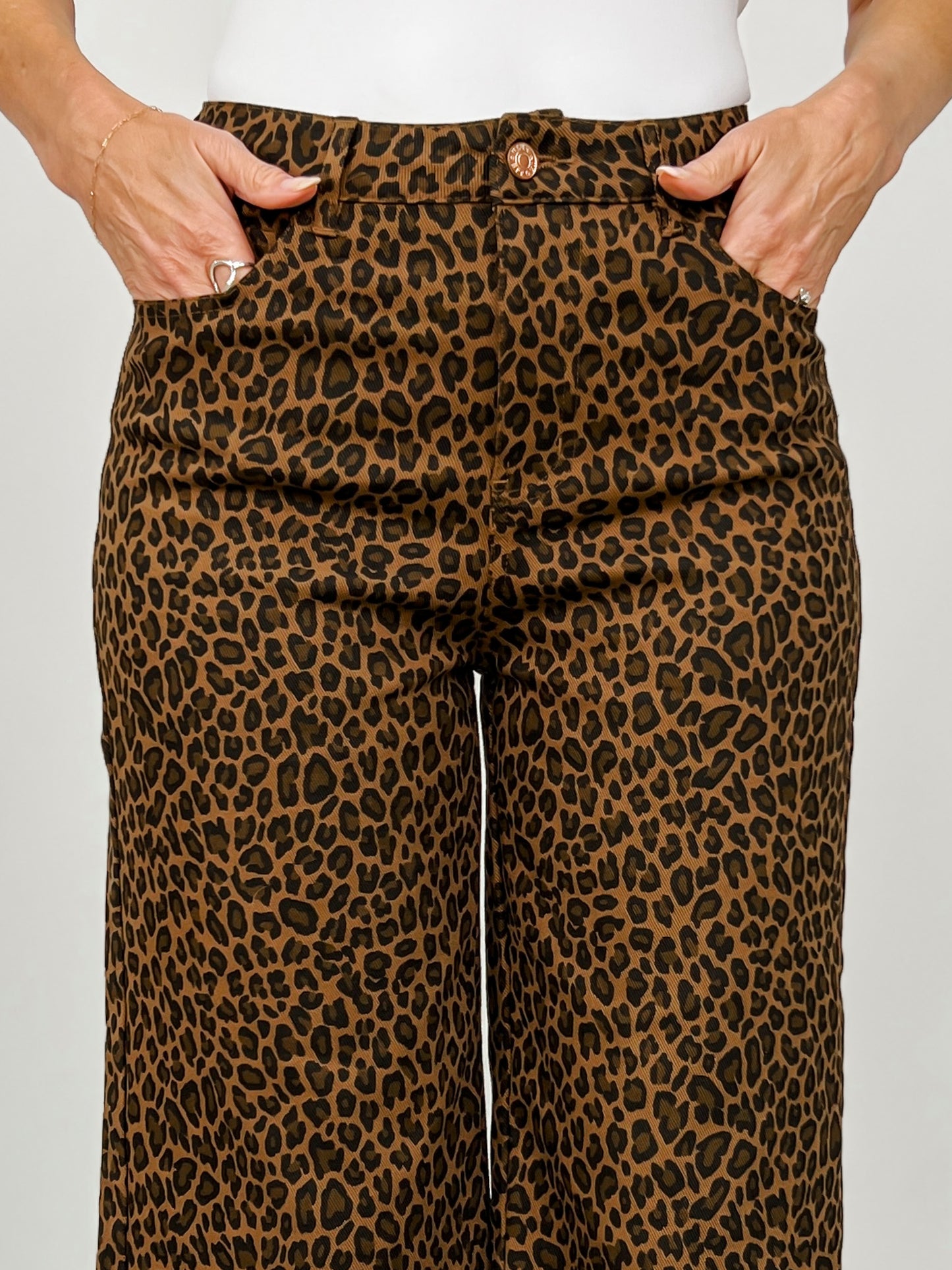Brown Leopard High-Rise Wide Leg Pants