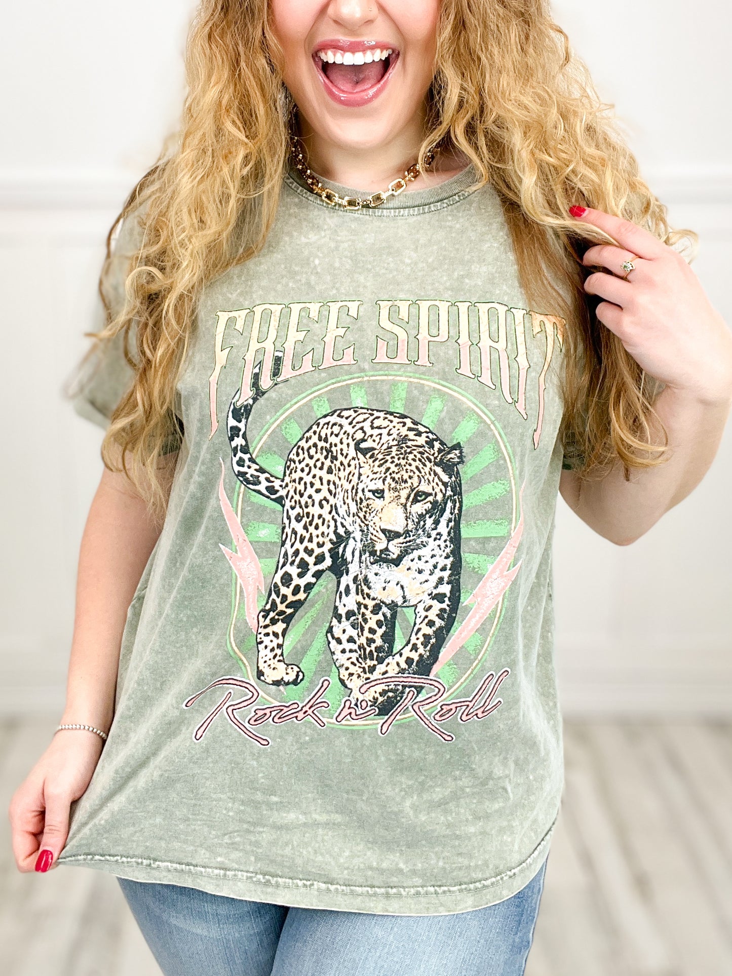 Free Spirit Leopard Graphic Tee