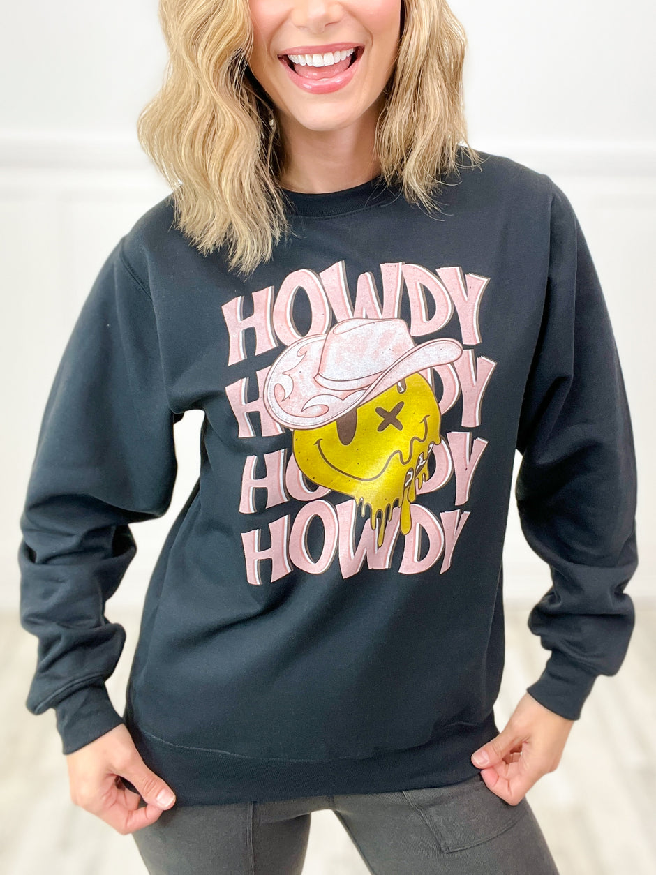 Howdy Happy Face Sweatshirt Top