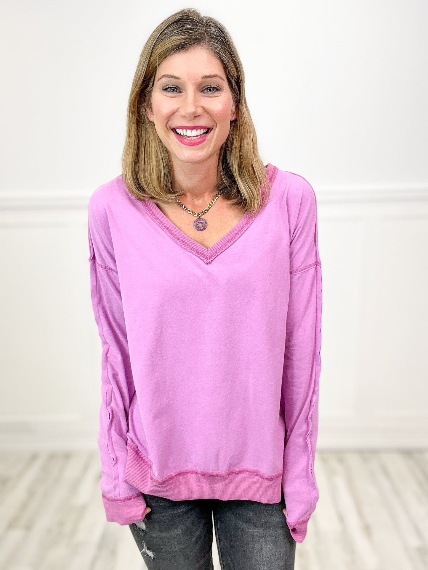 WASHED V-NECK SOFT LAYERING TOP