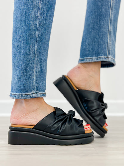 Good Choice Harlow Bow Wedge Sandals in Black