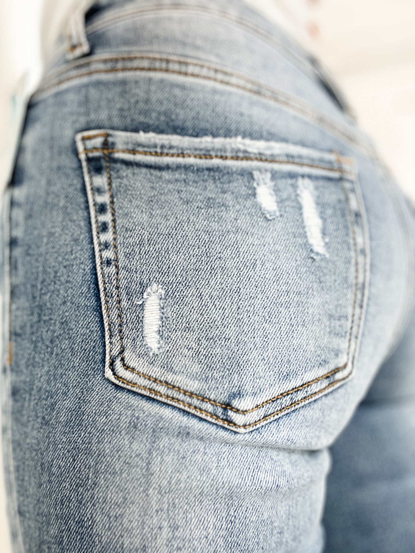 The Hadley Vervet Mid Rise Crop Slim Straight Jean
