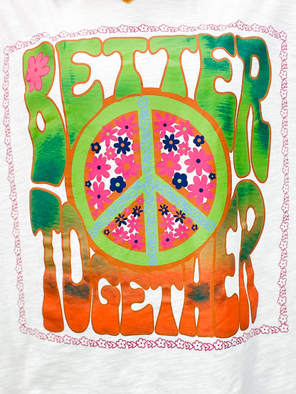 Short Sleeve Better Together Peace Screen Print Top