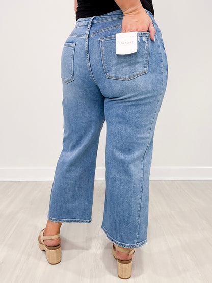 Vervet Tummy Control HIGH ROAD Hi-Rise Baggy Cropped Wide Leg Jeans