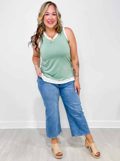 Vervet Tummy Control HIGH ROAD Hi-Rise Baggy Cropped Wide Leg Jeans