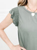 Just Fine Smocked Ruffle Cap Sleeve Modal Jersey Top