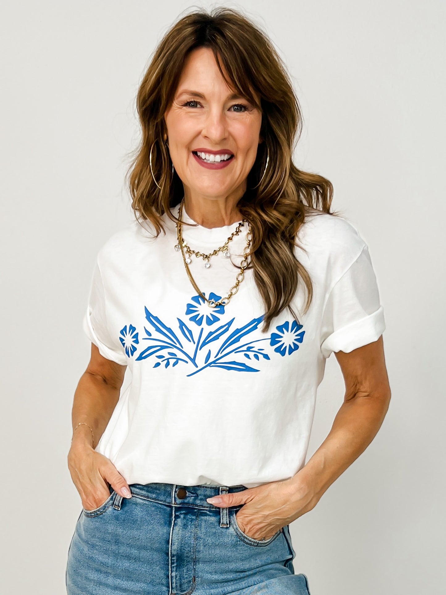 Vintage Flower Design Graphic Tee