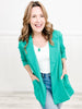 Magic 3/4 Length Ruching Sleeve Blazer in Kelly Green