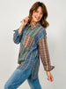 Artisanal Patchwork Plaid Button-Up Top