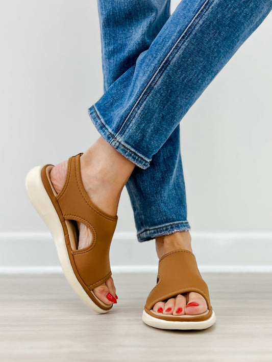 Good Choice Romy Stretch Lycra Wedge Sandals in Brown