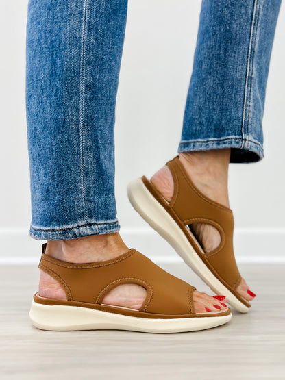 Good Choice Romy Stretch Lycra Wedge Sandals in Brown