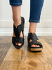 Corkys Refreshing Black Chunky Glitter Wedge Sandal Shoes