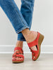 Good Choice Halia Floral Wedge Sandals in Red