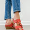 Good Choice Halia Floral Wedge Sandals in Red