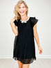 Lined Ruffle Sleeve Pleated Woven Mini Dress