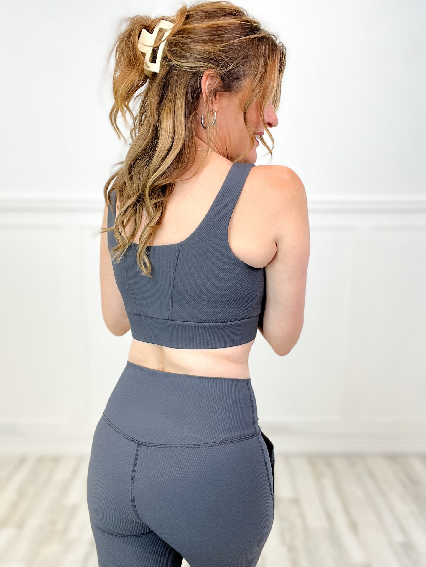 Get Up Nylon Rib Square Neck Sports Bra - C