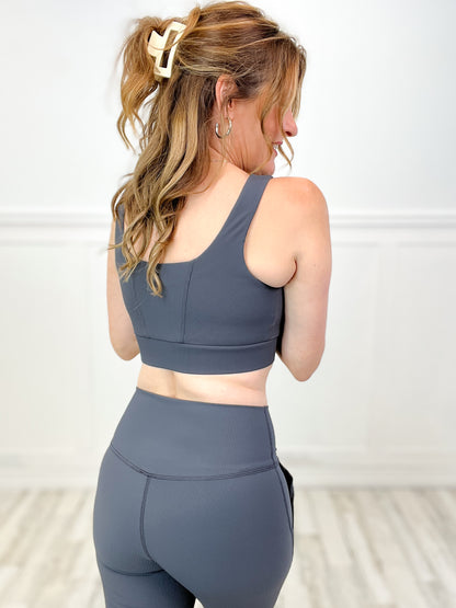 Get Up Nylon Rib Square Neck Sports Bra - C