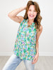 Colorful Lizzy Tank with Split Neckline and Mandarin Collar