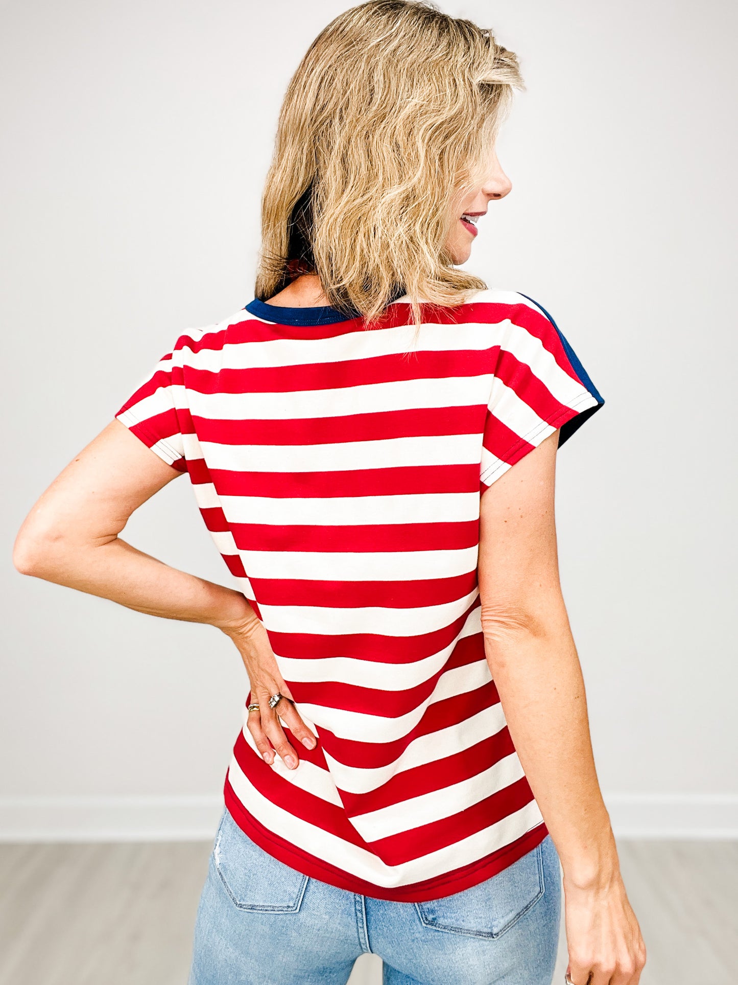 Short Sleeve American Flag Themed Top