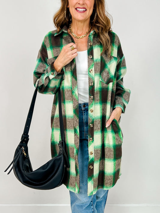 Luxe Long Sleeve Button Down Flannel Plaid Top