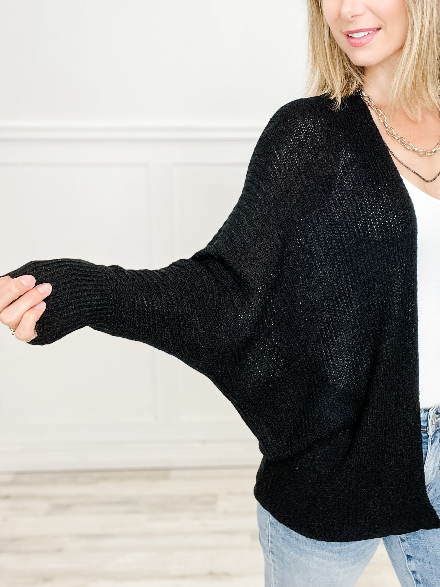 DOLMAN SLEEVE OPEN FRONT CARDIGAN