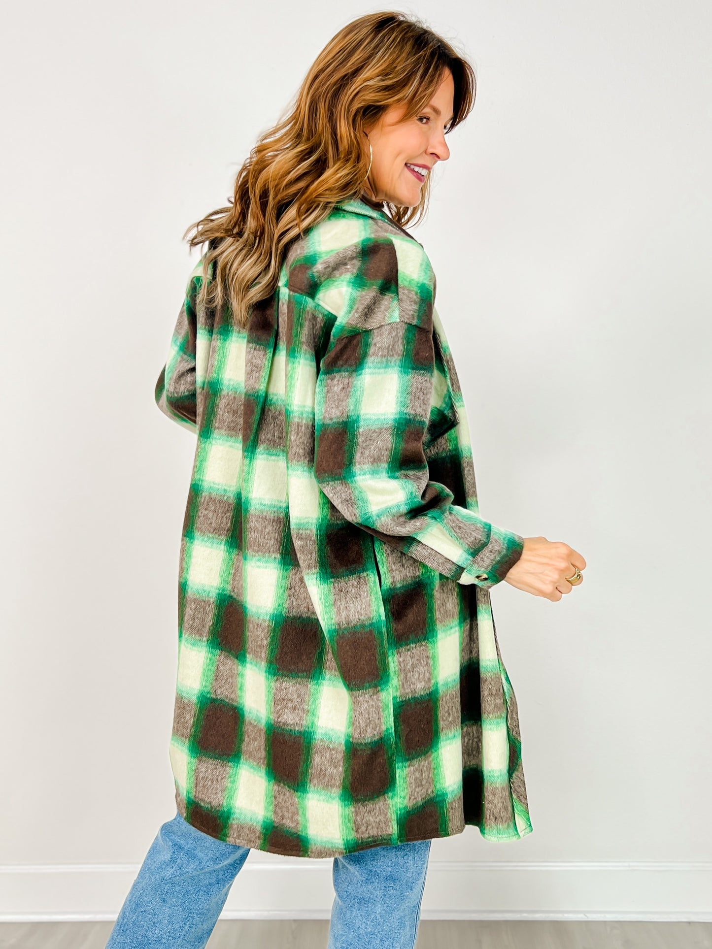 Luxe Long Sleeve Button Down Flannel Plaid Top
