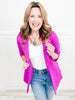 Magic 3/4 Length Ruching Sleeve Blazer in Spring Magenta