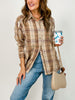 Long Sleeve Button Down Collared Plaid Top