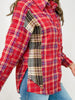 Long Sleeve Button Down Collared Plaid Top
