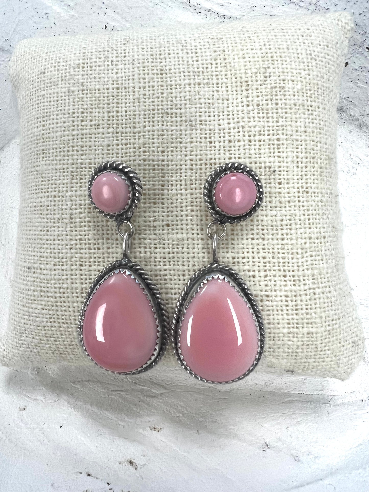 Virgnia Becenti SS Pink Conch Earrings