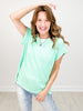 Short Sleeve Dolman Top with Round Neckline in CASCADE MINT