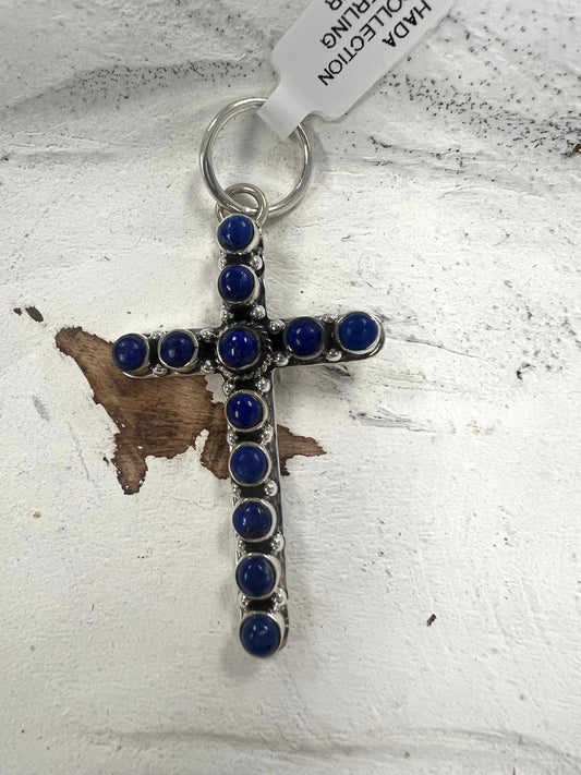 Hada Collection SS Dark Lapis Cross Pendant