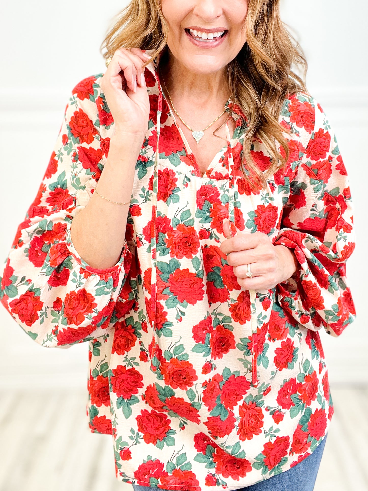 Floral Peasant Top Long Sleeve