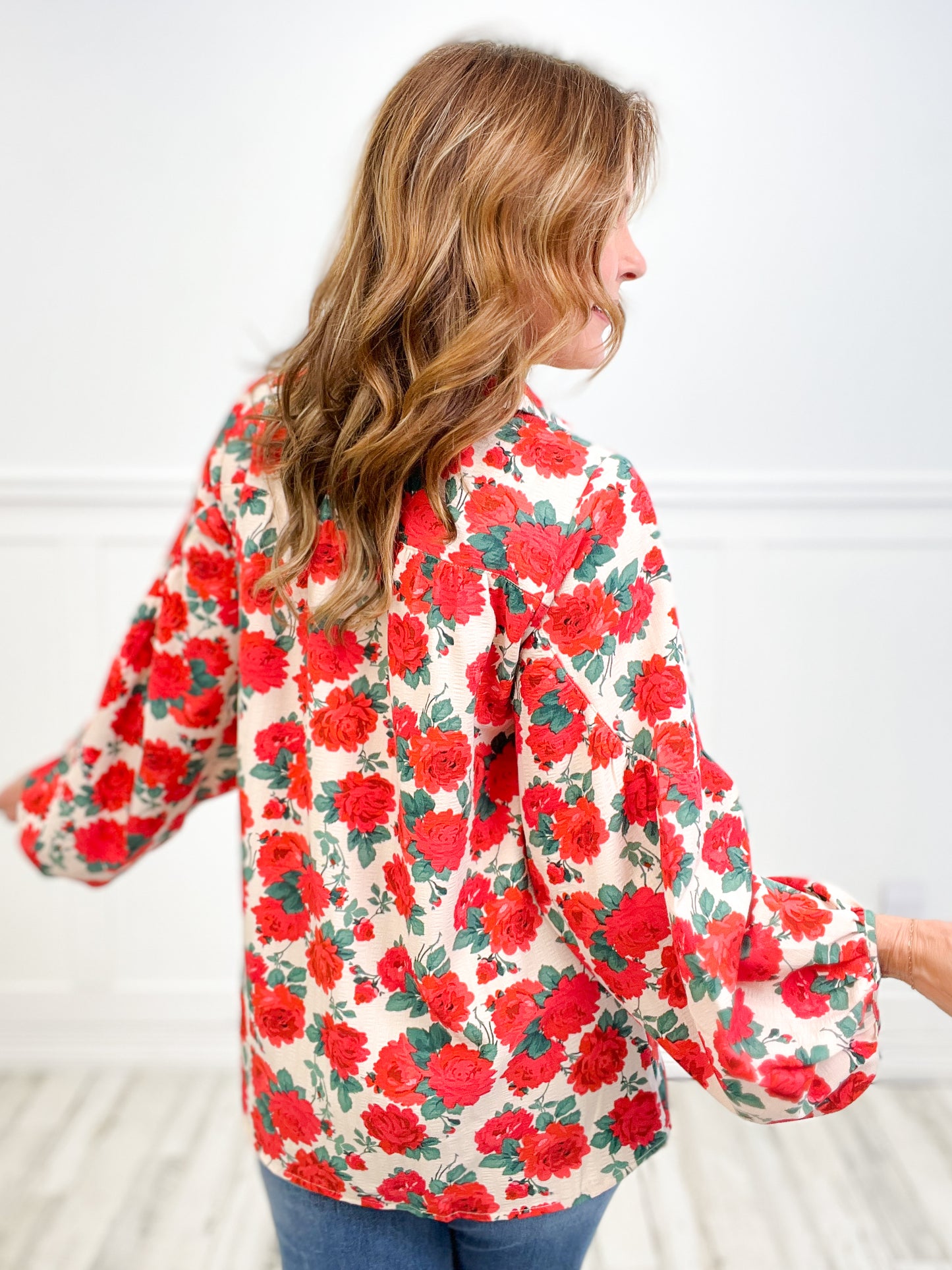 Floral Peasant Top Long Sleeve