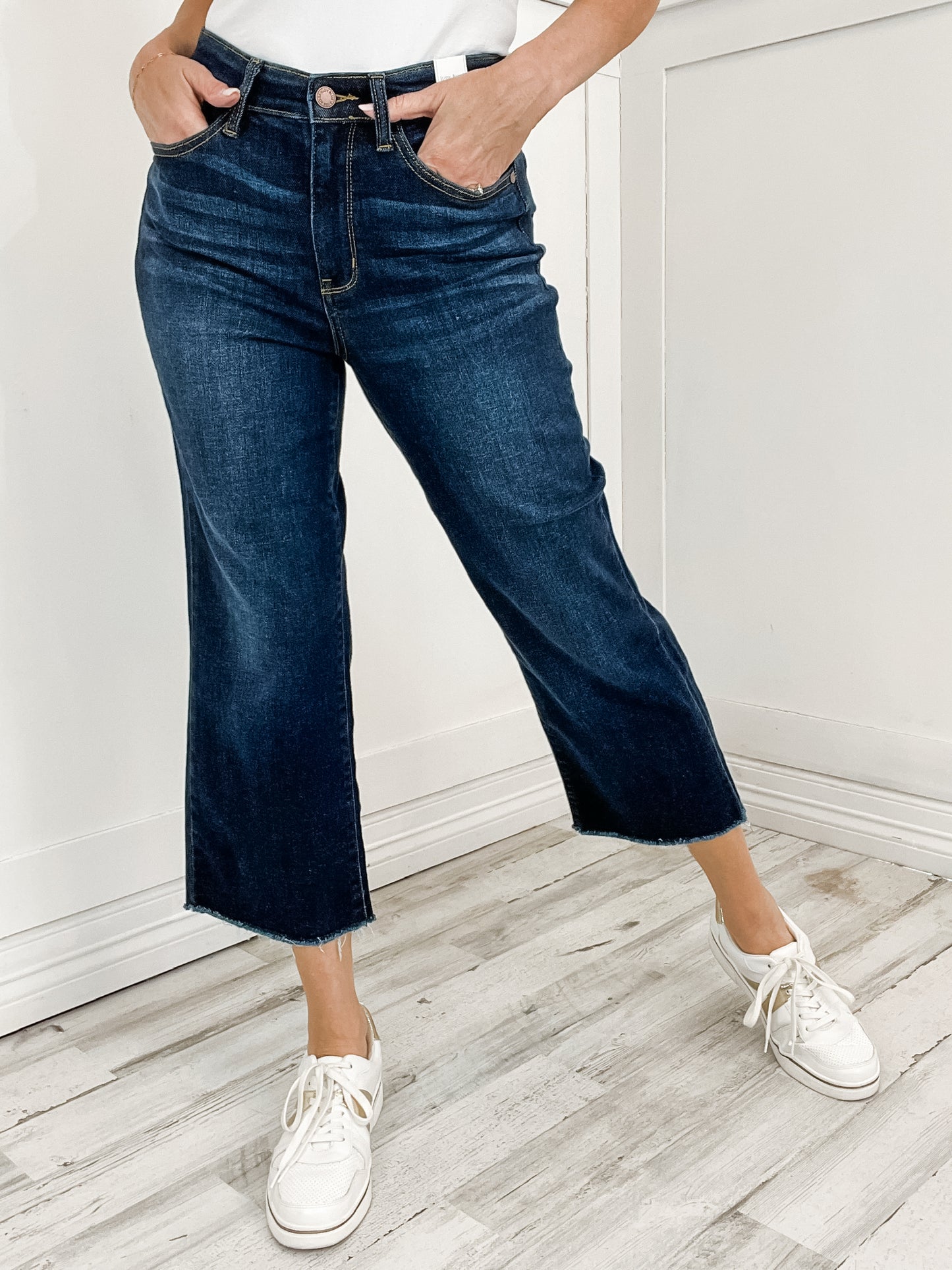 Judy Blue RENEGADE Hi-Rise Cropped Wide Leg No-Distressing Jeans