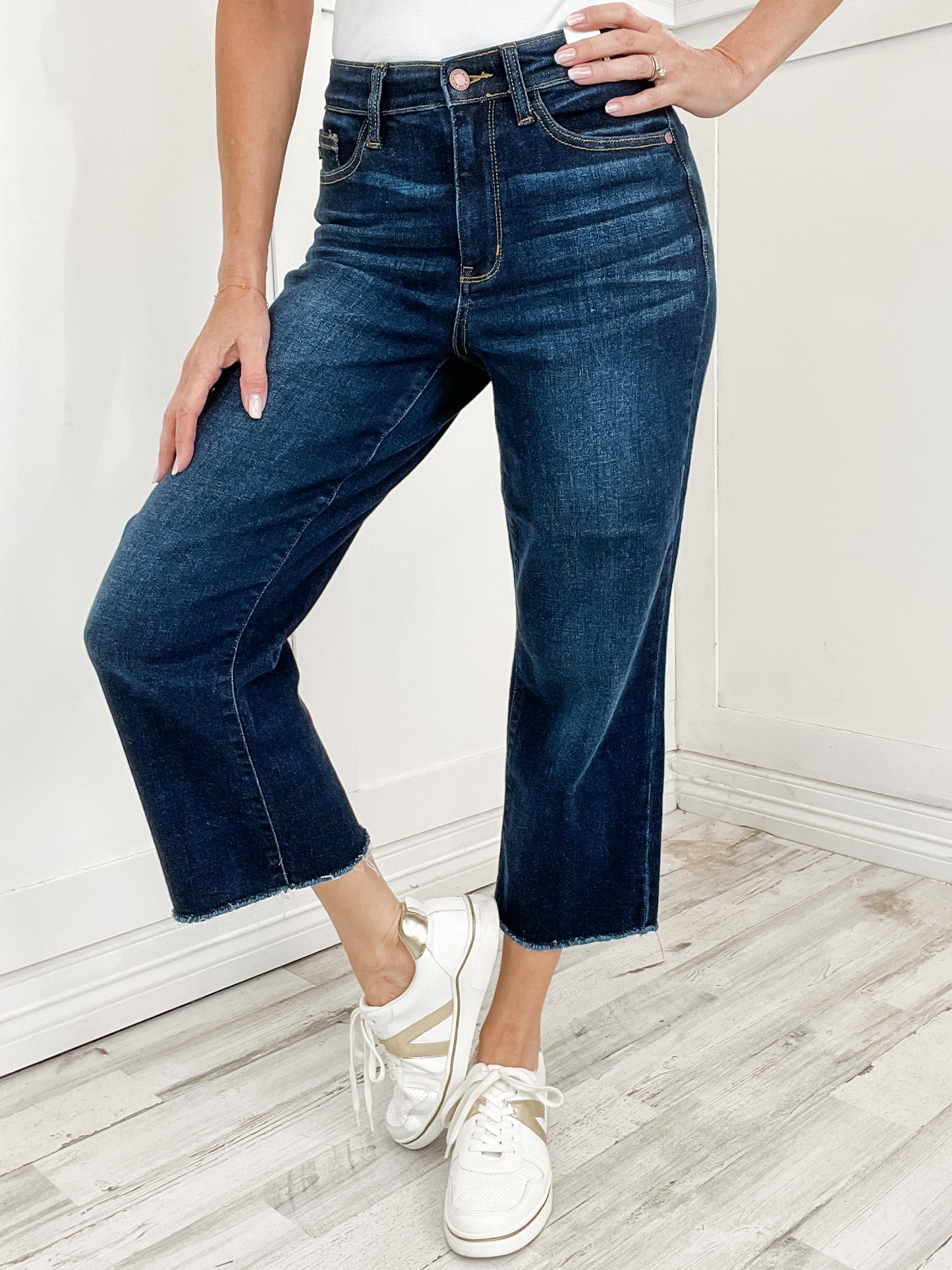 Judy Blue RENEGADE Hi-Rise Cropped Wide Leg No-Distressing Jeans