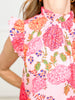 Blooming Good Time Floral Print High Ruffle Neck Boxy Top