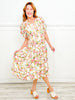 Garden of Sunshine Floral Print Sweet Heart Neckline Midi Dress