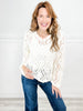 Open knitted crochet pullover sweater