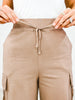 Elastic Waistband Wide Leg Cargo Pants