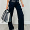 Contrast Piping High Waisted Elastic Waist Band Pants