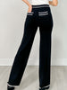 Contrast Piping High Waisted Elastic Waist Band Pants