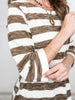 3/4 Length Sleeves Striped Top with Round Hem