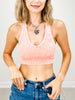 Stone Washed Ribbed Racerback Tank Top with Bra Pads - GROUP C
