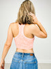 Stone Washed Ribbed Racerback Tank Top with Bra Pads - GROUP C