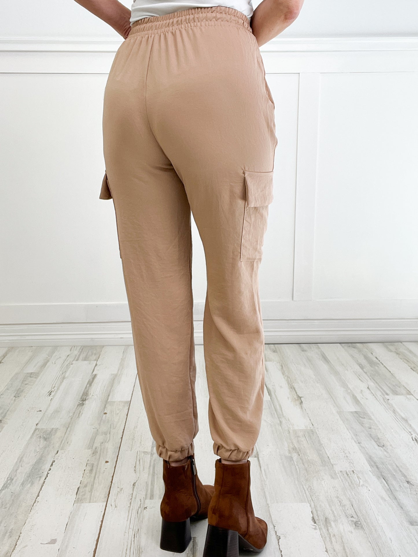 Washed Satin Cargo Chic Pants