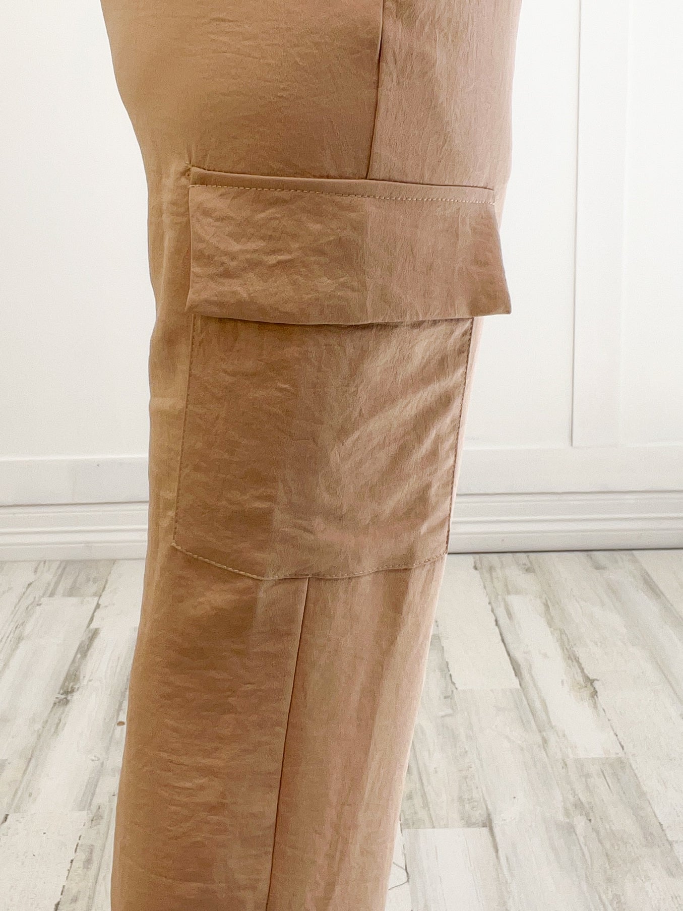 Washed Satin Cargo Chic Pants