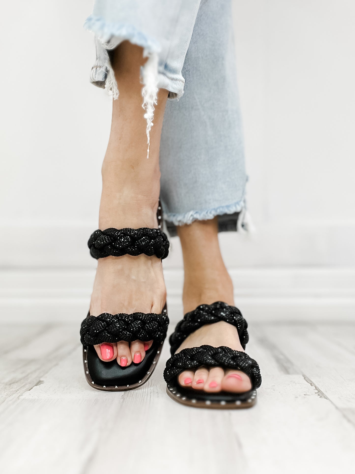 Corkys Black Rhinestone Don't Get it Twisted Sandal