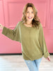Cozy Raw Edge Detail with Round Neckline and Folded Sleeves Lightweight Sweater Top