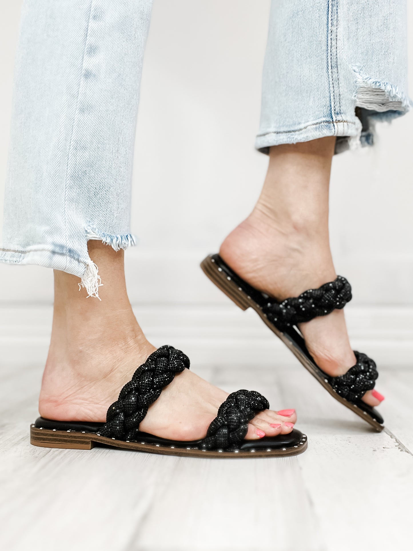 Corkys Black Rhinestone Don't Get it Twisted Sandal